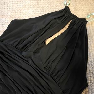 Elegant Black Sleeveless Halter Marilyn Dress with Gem Details by Jones New York